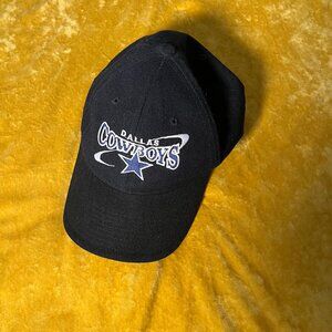 Dallas Cowboys Black Baseball Hat Cap Curved Brim Wool/Acrylic Adjustable Strap